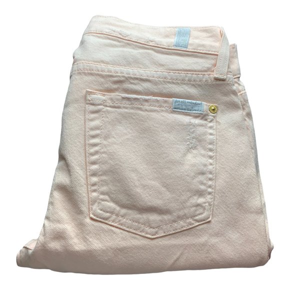 7 For All Mankind The Slim Cigarette Womens Jeans Pink Skinny W27xL29 Distressed - Picture 1 of 12